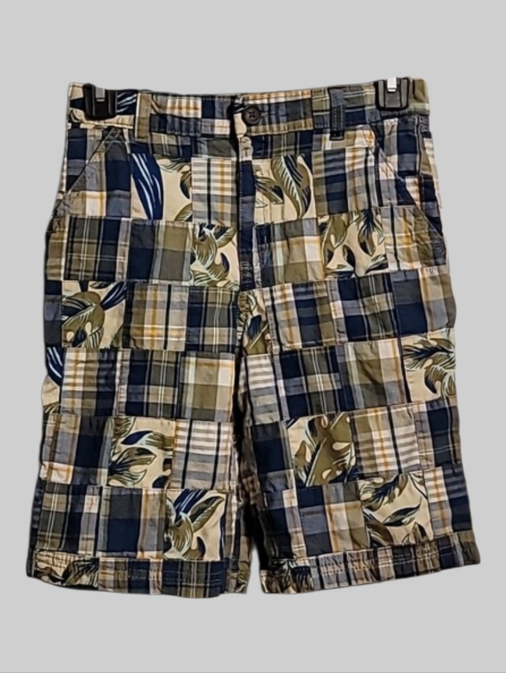 Gymboree Madras Shorts Boys Sz 10 Multicolored Adjustable Plaid Tropical Casual